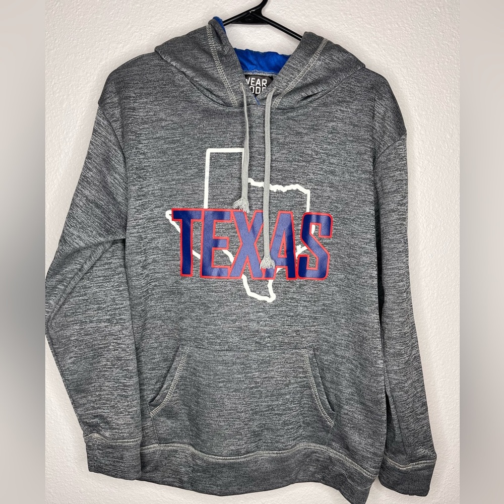 Grey Texas Pull Over Hoodie - size adult small - fleece lining